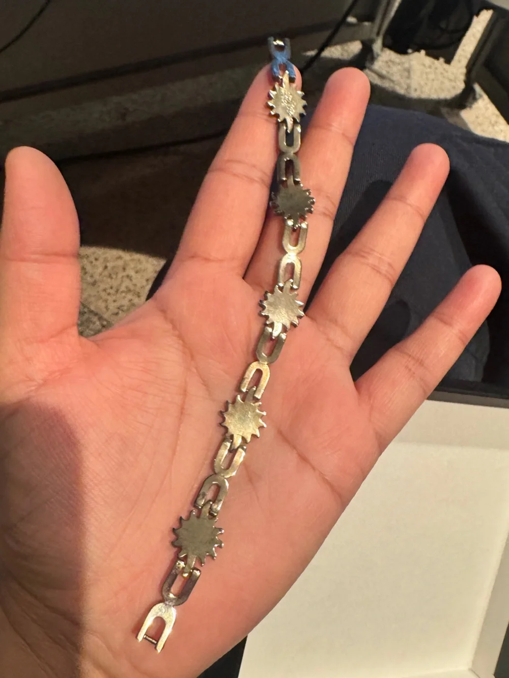 Vintage 925 Sterling Silver Sun Motif Linked Bracelet - - Picture 9 of 14